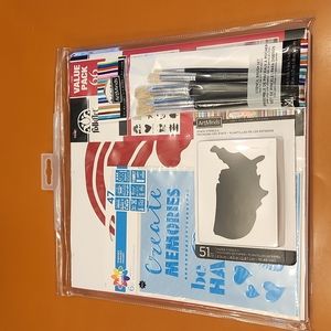3 Stenciling kits (states, phrases & modern variety) & 4pk of stenciling brushes